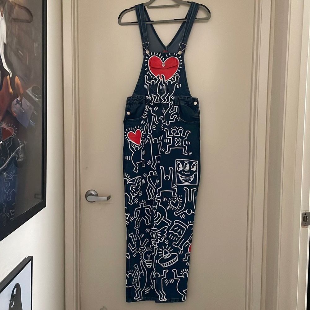 Keith haring hand painted overalls